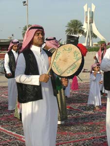 Qatari men dancing
