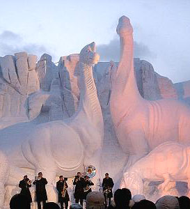 Life-Sized Dinosaurs at the Sapporo Snow Festival - photos by Ryan McDonald