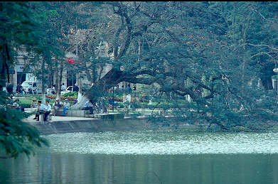 A tranquil arm of Lake Hoan Kiem.