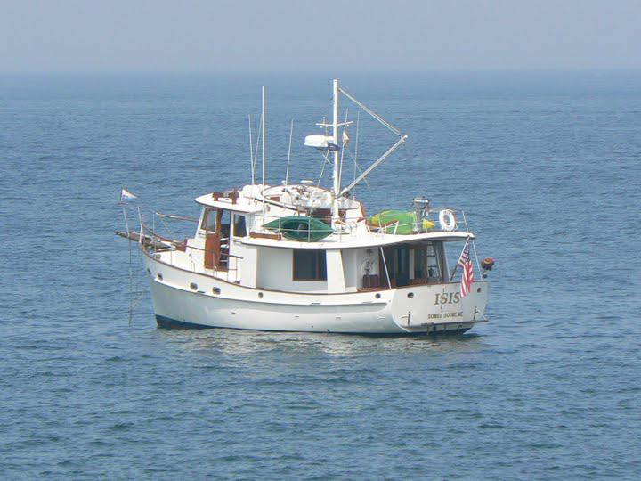 The motor vessel Isis, anchored in Oak Bluffs. Photo by Max Hartshorne.