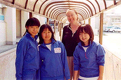 Susan Miles and her students in Japan.