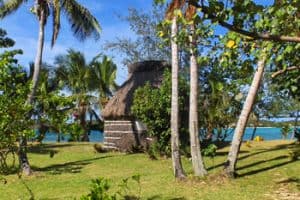 A hut at the Flying Fish Eco-Village on the Island of Matacawalevu in Fiji. Photos by Adam and Jordan Curren.