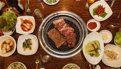 Beef at Mi Gang Restaurant, cooked at the table.