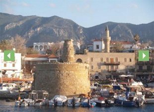 A former defense tower in Kyrenia Harbor, North Cyprus.