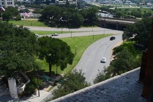 Dealey Plaza, Dallas, where JFK was shot.