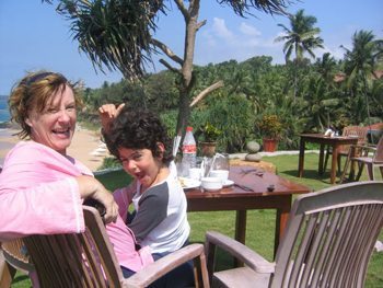 Fiona and Aida at Bethsaida Hermitage in Kerala, India. what to do when a child gets sick photos by Fiona Baker.