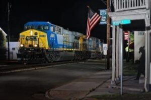 Night freight through Ashland VA. photo: Town of Ashland