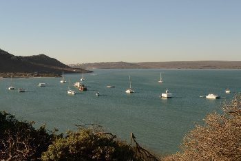 Tranquil Azure bay South Africa with yachts and houseboats moored. photos by Lauren Manuel.