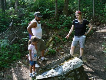 A guided hike with guide Sarah at Highland Lodge.