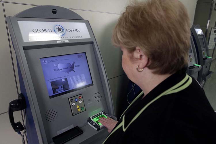 Using the Global Entry kiosk at a US Airport.
