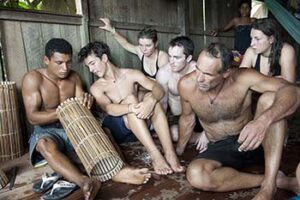 Amazon expedition.Visit Isaele’s Gonzales house.He lives with 10 children and wife.Making the shrimp’s traps.