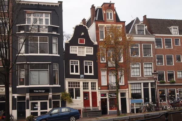 Spiegelkwartier houses along a canal in Amsterdam. 