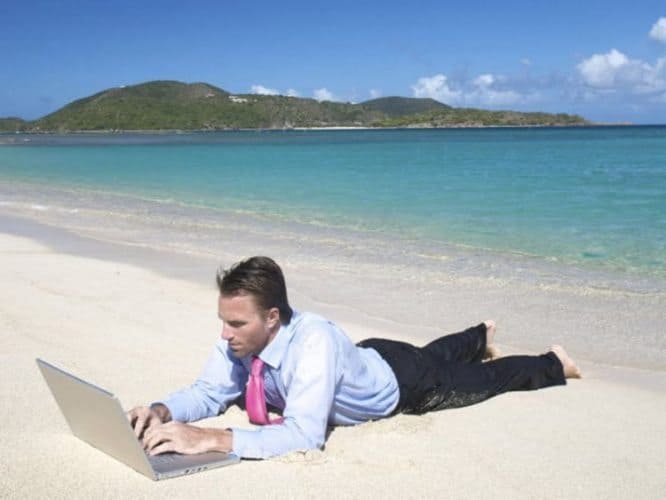 beach guy working