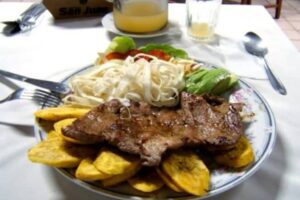 A plate of majas (paca). Pucallpa, Peru