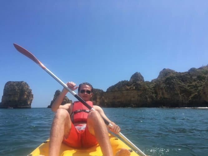 Kayaking to one of the many secluded beaches along the coastline of Lagos.