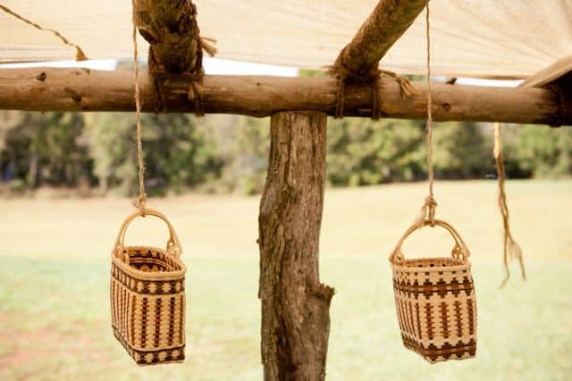 Handwoven baskets made by three generations of Cherokee women