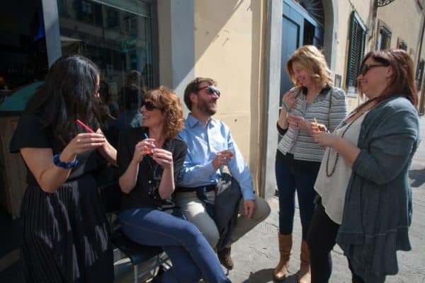 Le Nuvole_tour guests enjoying gelato in Florence, Italy.