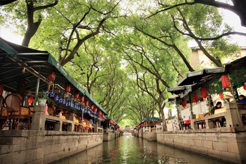 Tongli Water town's River Walk, with cafes and restaurants facing one of the city's many canals. Janis Turk photos.