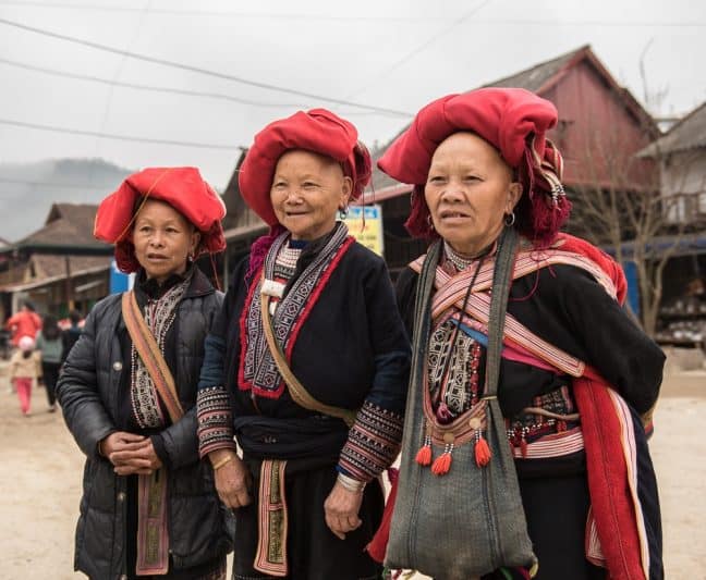 The Ta Phin village is home to the Red Dao tribe, very colorful with their red headdresses and embroidered clothing.