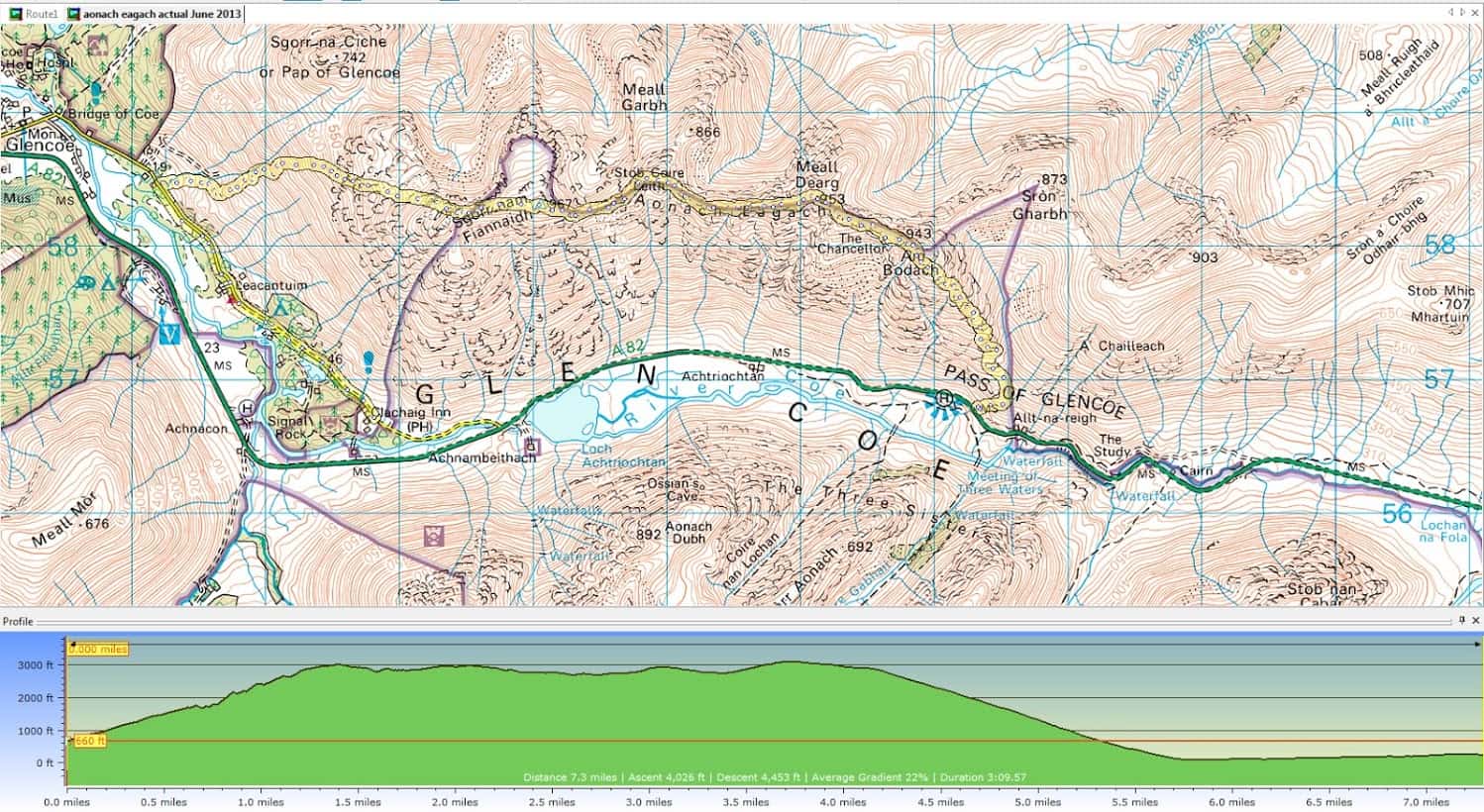 Aonach eagach map