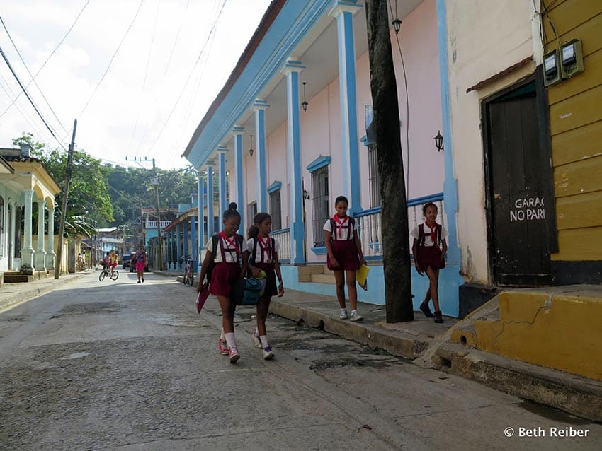 Girls returning home from school