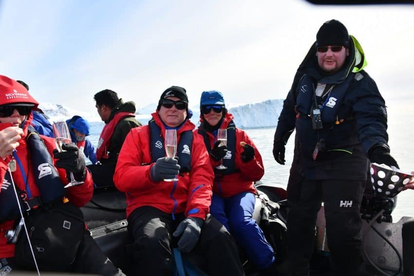 A Champagne toast in the bergs.