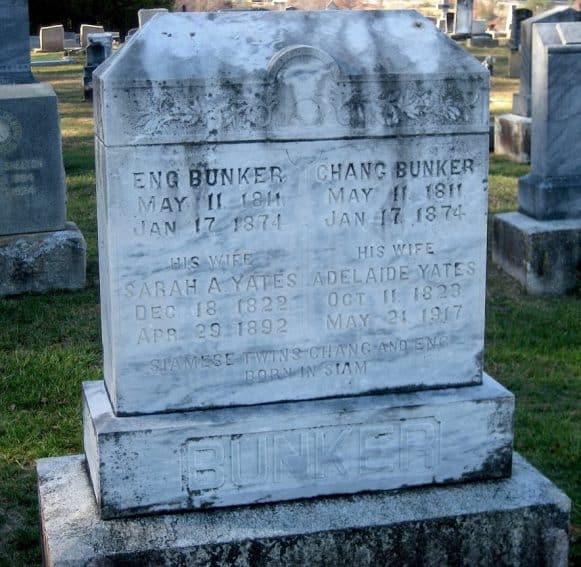 The original Siamese twins are buried in Mount Airy, North Carolina.