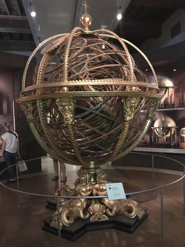 The Ptolemaic armillary sphere in the middle of the exhibit room. Taylor Owens photos.