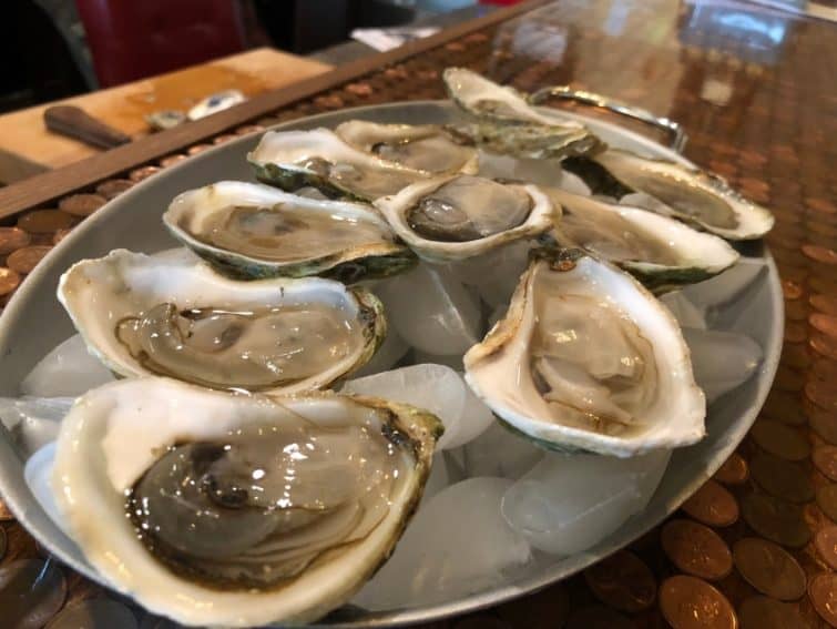 Malbeque oysters in Tyne Valley PEI. 