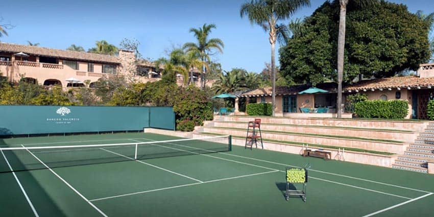 Rancho Valencia in California. Here is one of the places to find the best tennis vacations in the US.