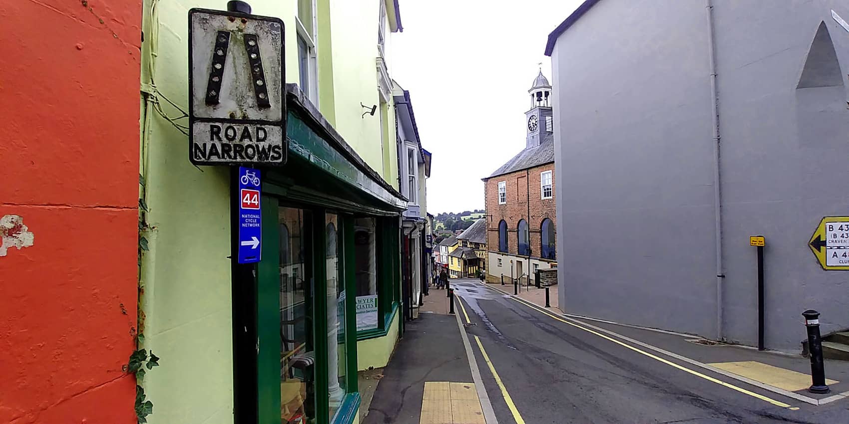 Narrow streets of Bishop's Castle in Shropshire England