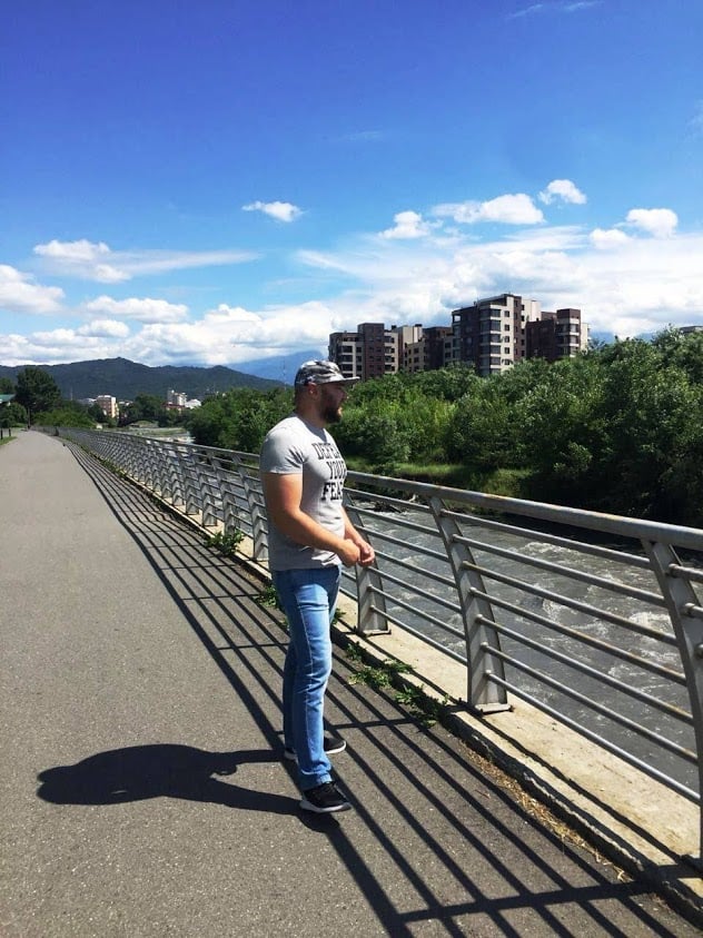  Terek River in Vladikavkaz (a major river in the Northern Caucasus, it originates in Mtskheta-Mtianeti region of Georgia and flows through North Caucasus region of Russia into the Caspian sea.