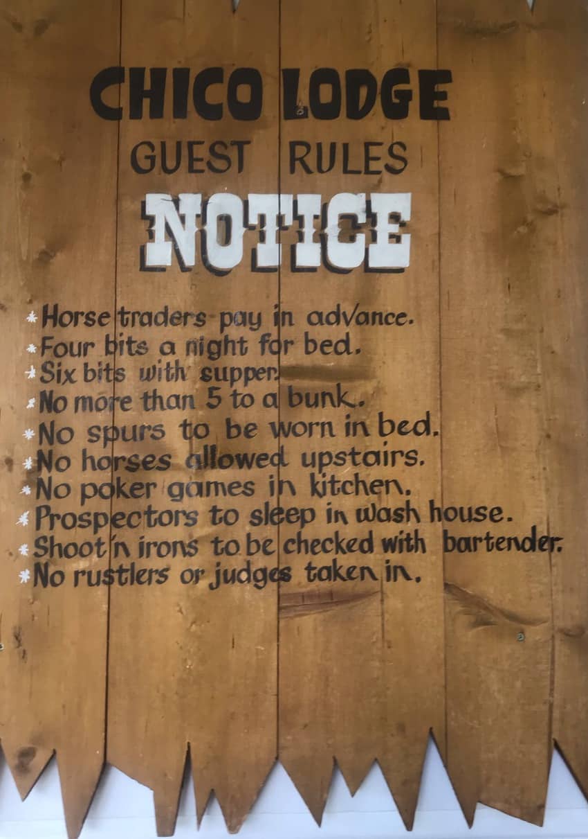 The house rules at Chico Hot Springs Resort in Southern Montana.