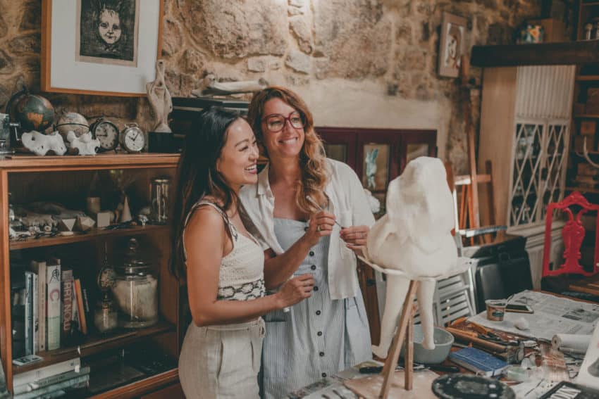 Making paper mache clay sculptures in A Coruña, Spain. Photo courtesy of VAWAA.