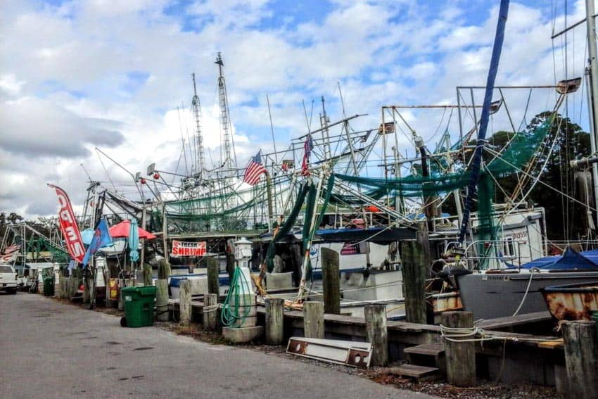 Fishing vessels in the harbor in Ocean Springs, Mississippi.