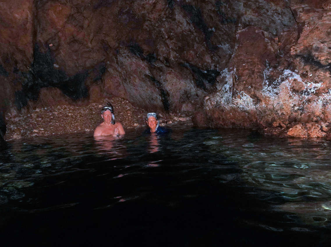 Snorkeling inside a cave at Norman Island