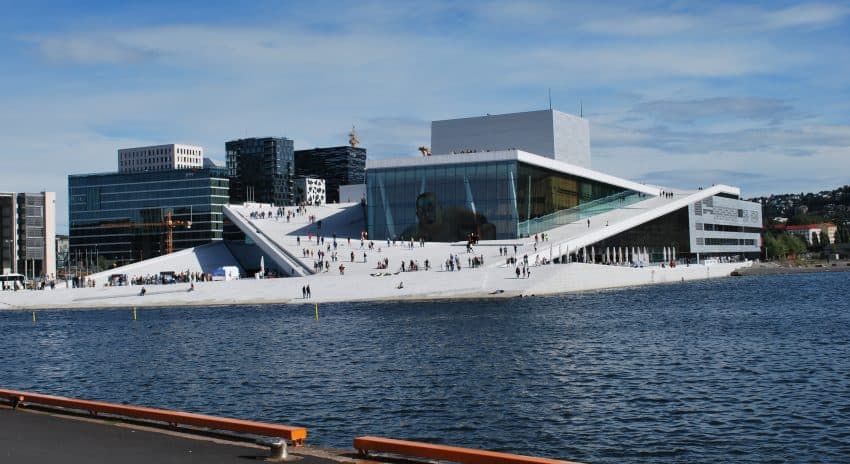 The Oslo Opera House is in close proximity to the Deichmann Public Library