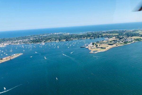 Newport Harbor from a helicopter.