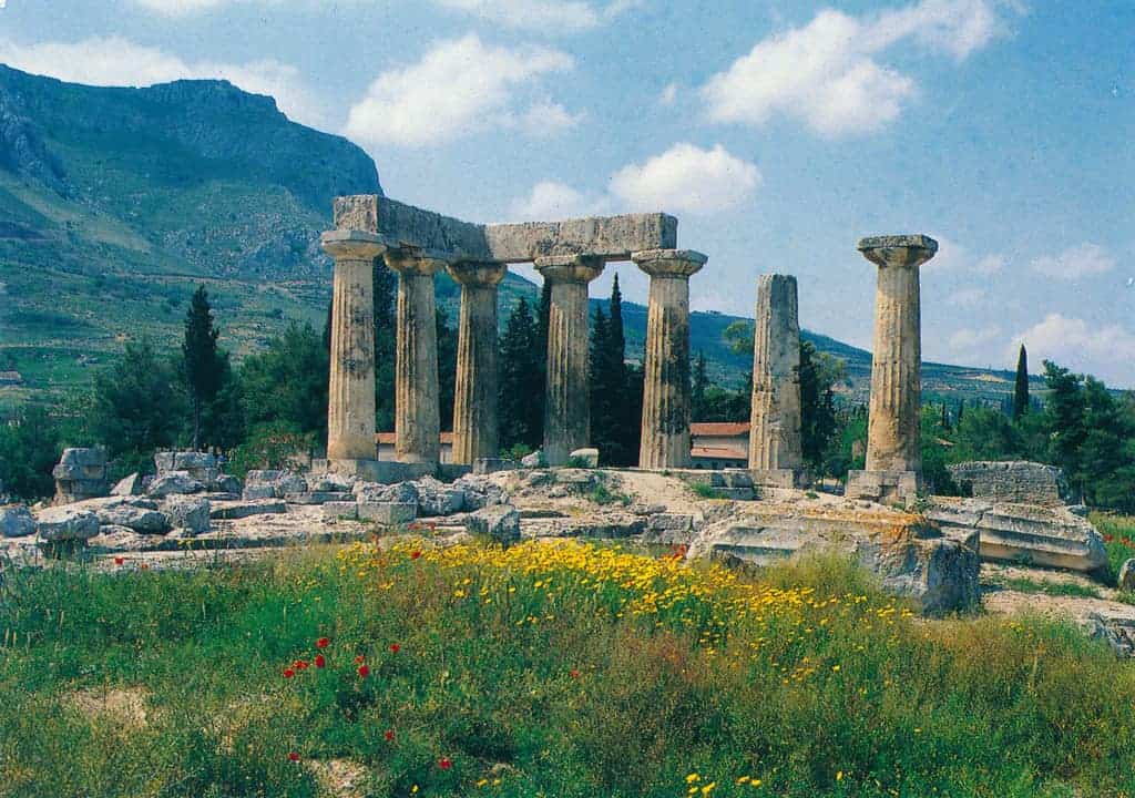 The Temple of Apollo in Corinth, Greece.