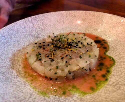 Madai snapper tartare blood orange, fennel at Bardea Food and Drink Wilmington DE