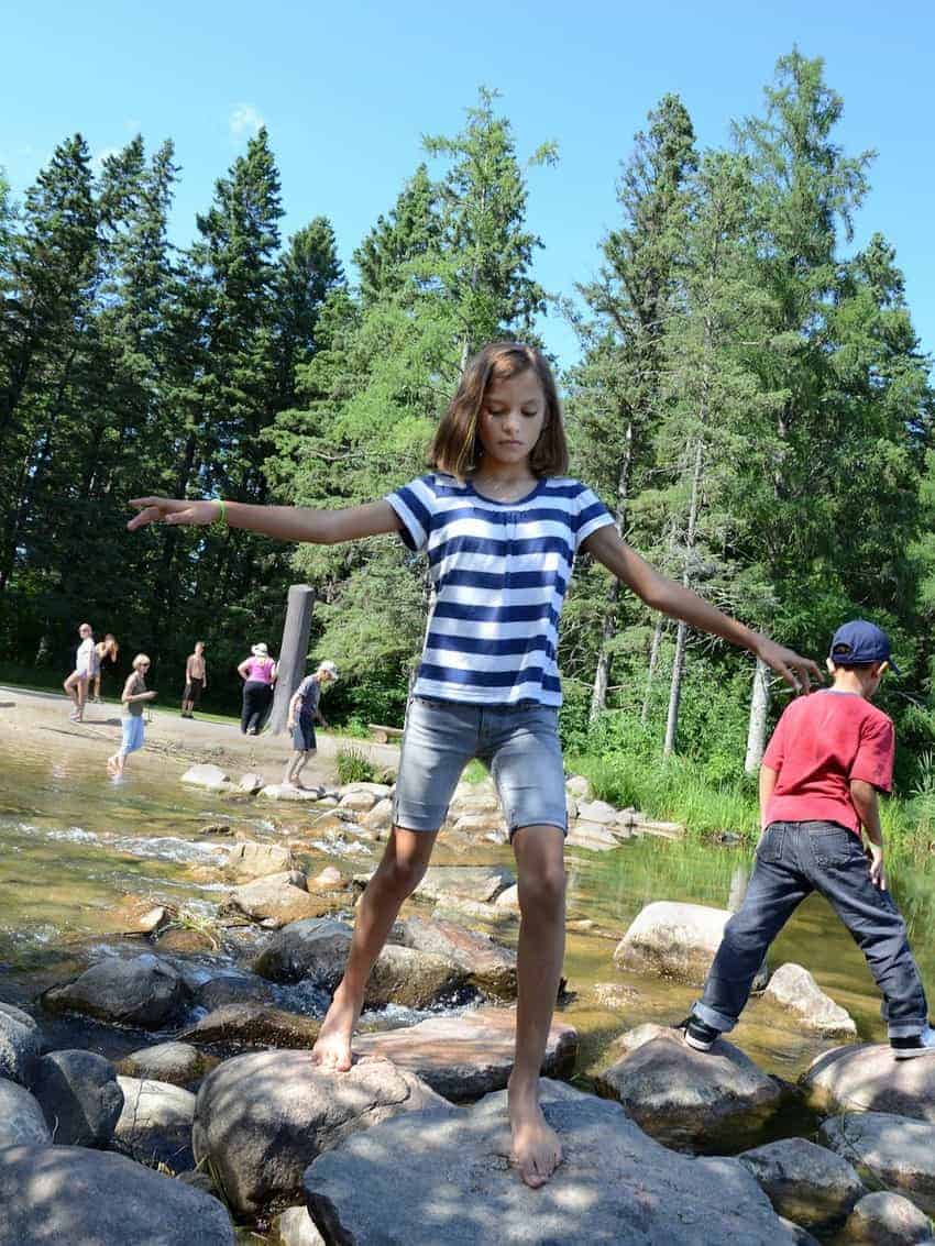 Playing on the rocks on Minnesota's Lake Itasca. 