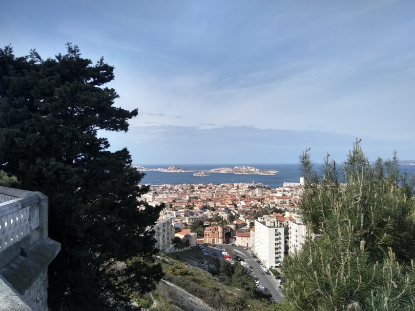 View from the Basilica La Virgin de la Garde in Marseille, France.