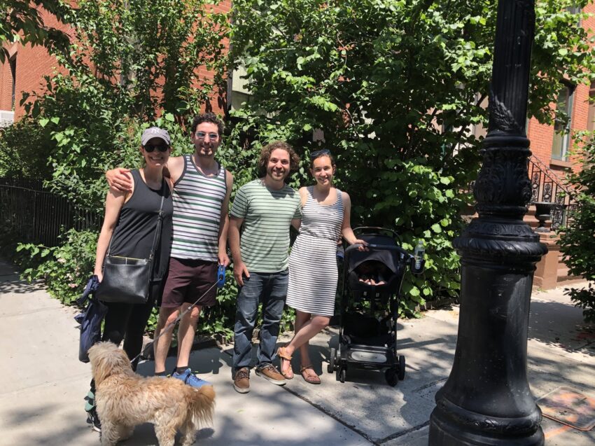 Dogs, babies and friends in Brooklyn Heights.