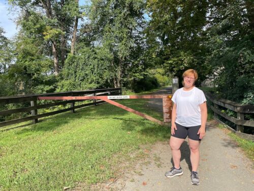 Susan Gibbs takes a walk along the river in Stockton New Jersey