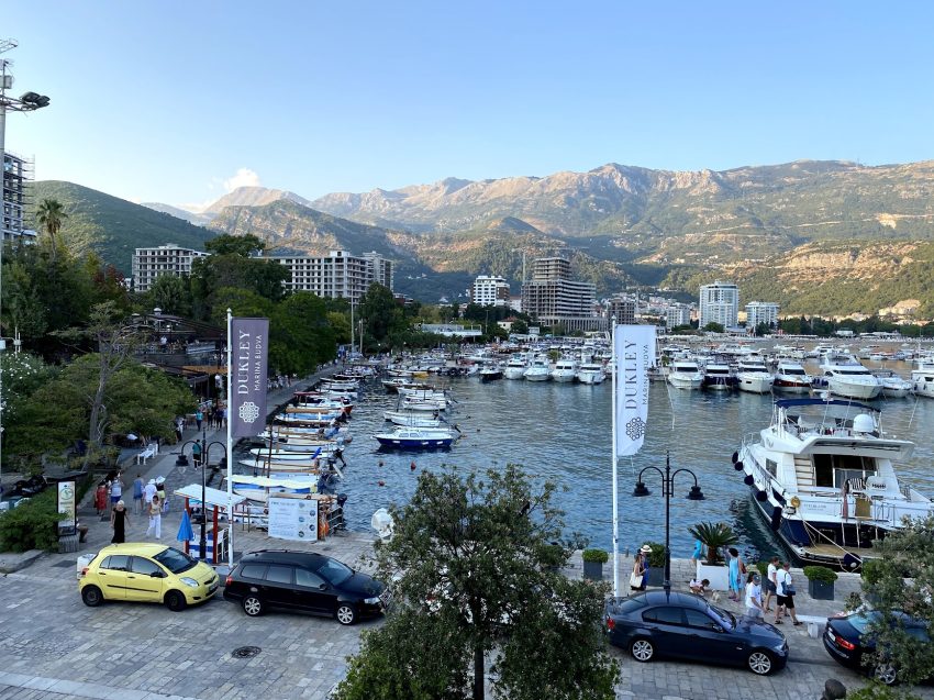The marina just outside the Budva old town are filled with yachts of wealthy patrons and tourist taxi boats.