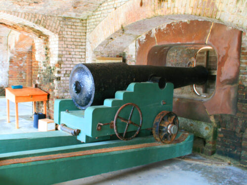 Cannon in one of the cavernous casements