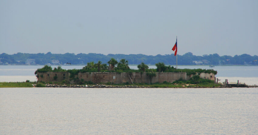 The abandoned and forlorn Castle Pickney in Charleston Harbor