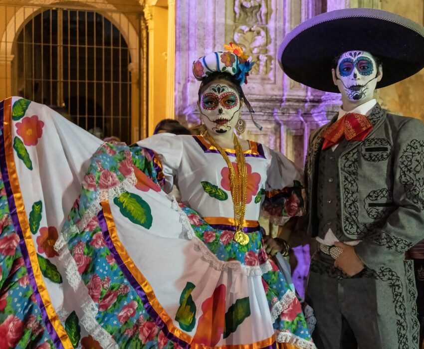 Catrina's Parade was a showcase of extravagant costumes and colorful face makeup for both men and women.