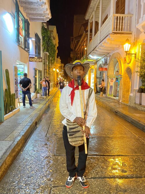 Street musician in Cartagena.