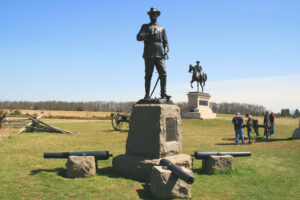 Generals Buford (foreground) & Reynolds (on horse) on the Chambersburg Pike